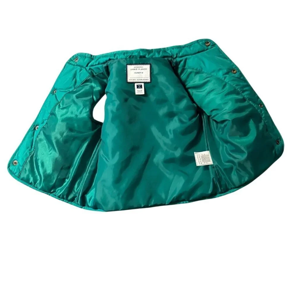 Janie & Jack Quilted Green Sleeveless Puffer Vest Snap Buttons & Pockets 12-18 m